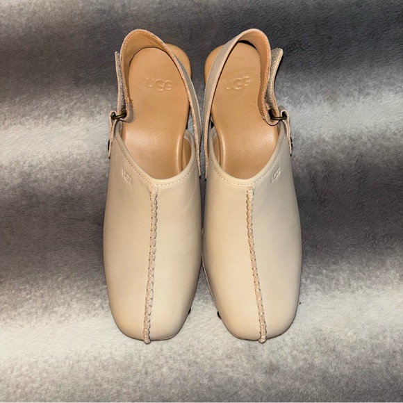 UGG Lanni Neutral Beige Taupe Leather Studded Slingback Platform Clogs 10 - Picture 6 of 14